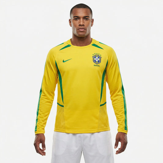 Camisa Brasil 2002 I Retrô Manga Longa Masculina